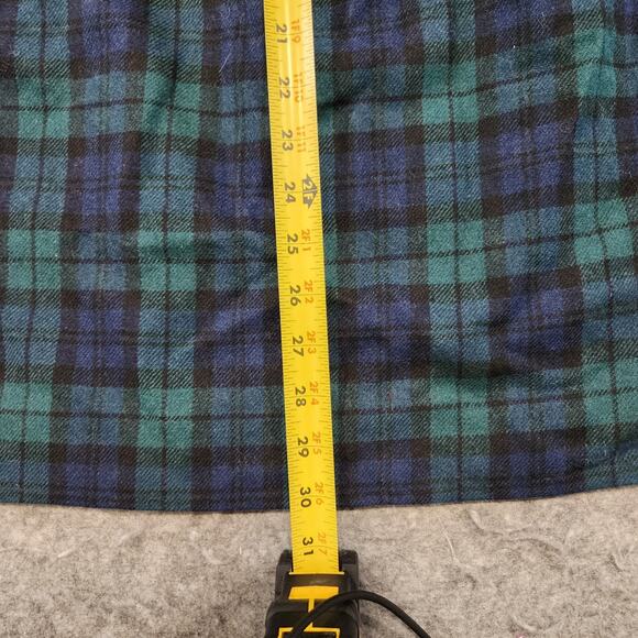 VTG Pendleton Womens 12 Pleated Midi Skirt Black Watch Tartan Plaid Virgin Wool - Picture 10 of 16